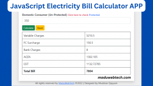 JavaScript Electricity Bill Calculator App